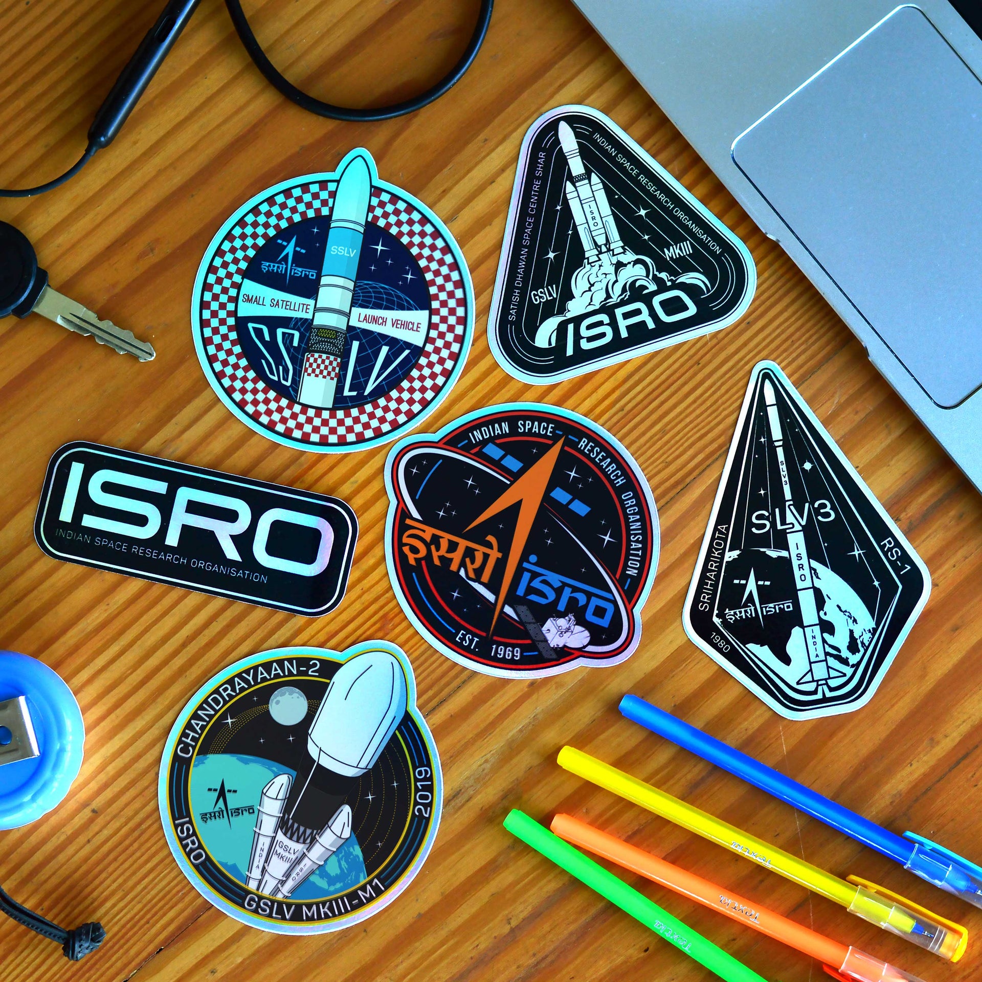 Reusable ISRO Holographic Stickers - 3 (Pack of 6)– A47